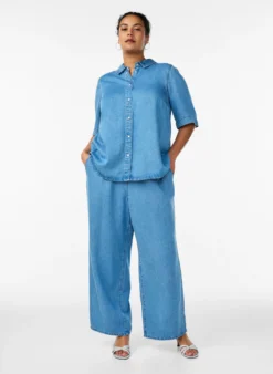Weite Lyocellhose in Denim-Optik
