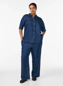 Weite Lyocellhose in Denim-Optik