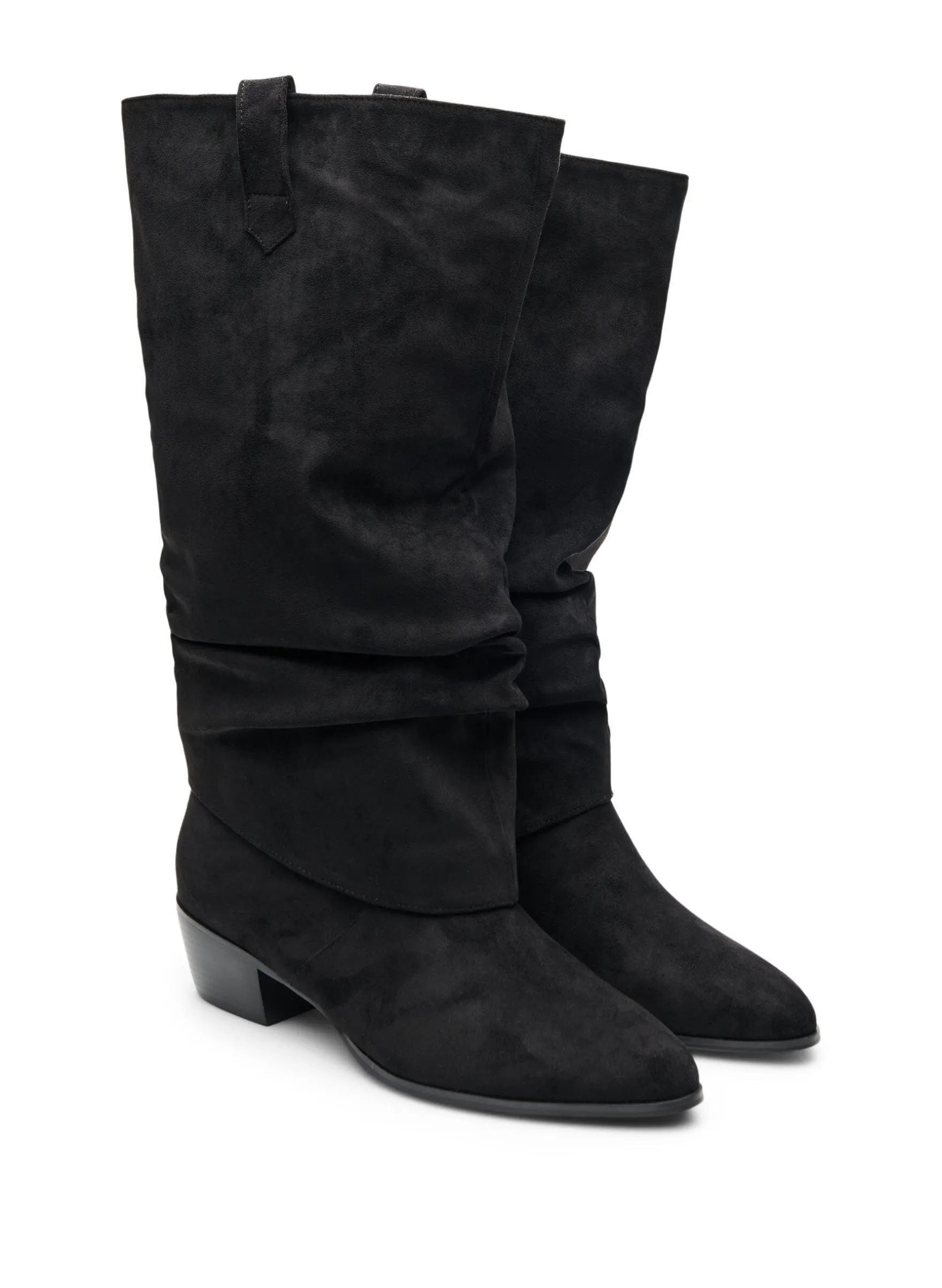 Weiter Passform - Langer Stiefel in Wildlederoptik mit abnehmbarem Schaft