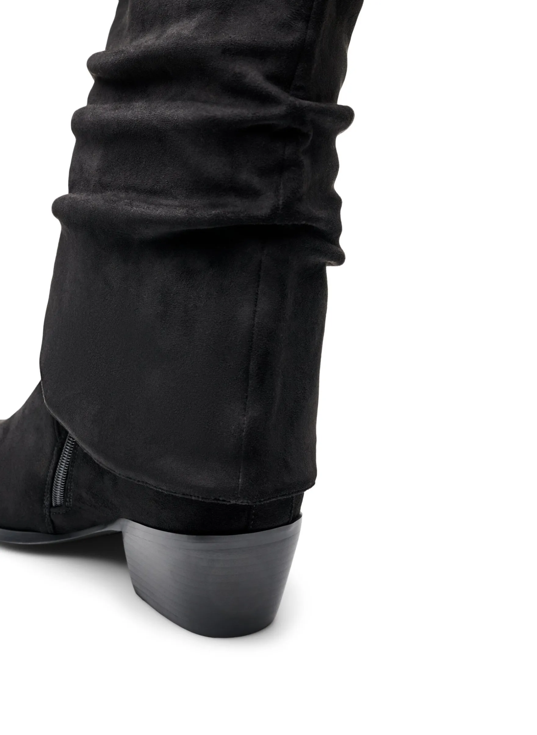 Weiter Passform - Langer Stiefel in Wildlederoptik mit abnehmbarem Schaft