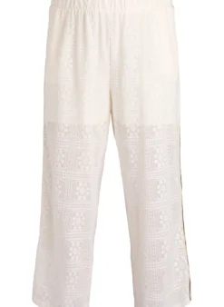 Weite Spitzenhose mit Kontraststreifen