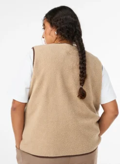 Weste aus Teddyfleece mit kontrastfarbenen Details