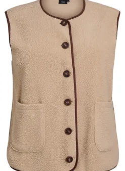 Weste aus Teddyfleece mit kontrastfarbenen Details