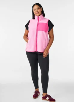Weste aus Teddyfleece mit Reißverschluss und Kontrastdetails