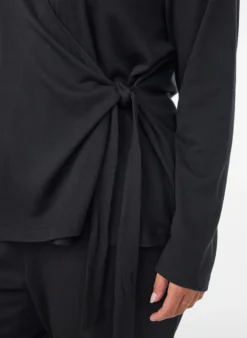 Wickelbluse aus Jersey mit Bindeband