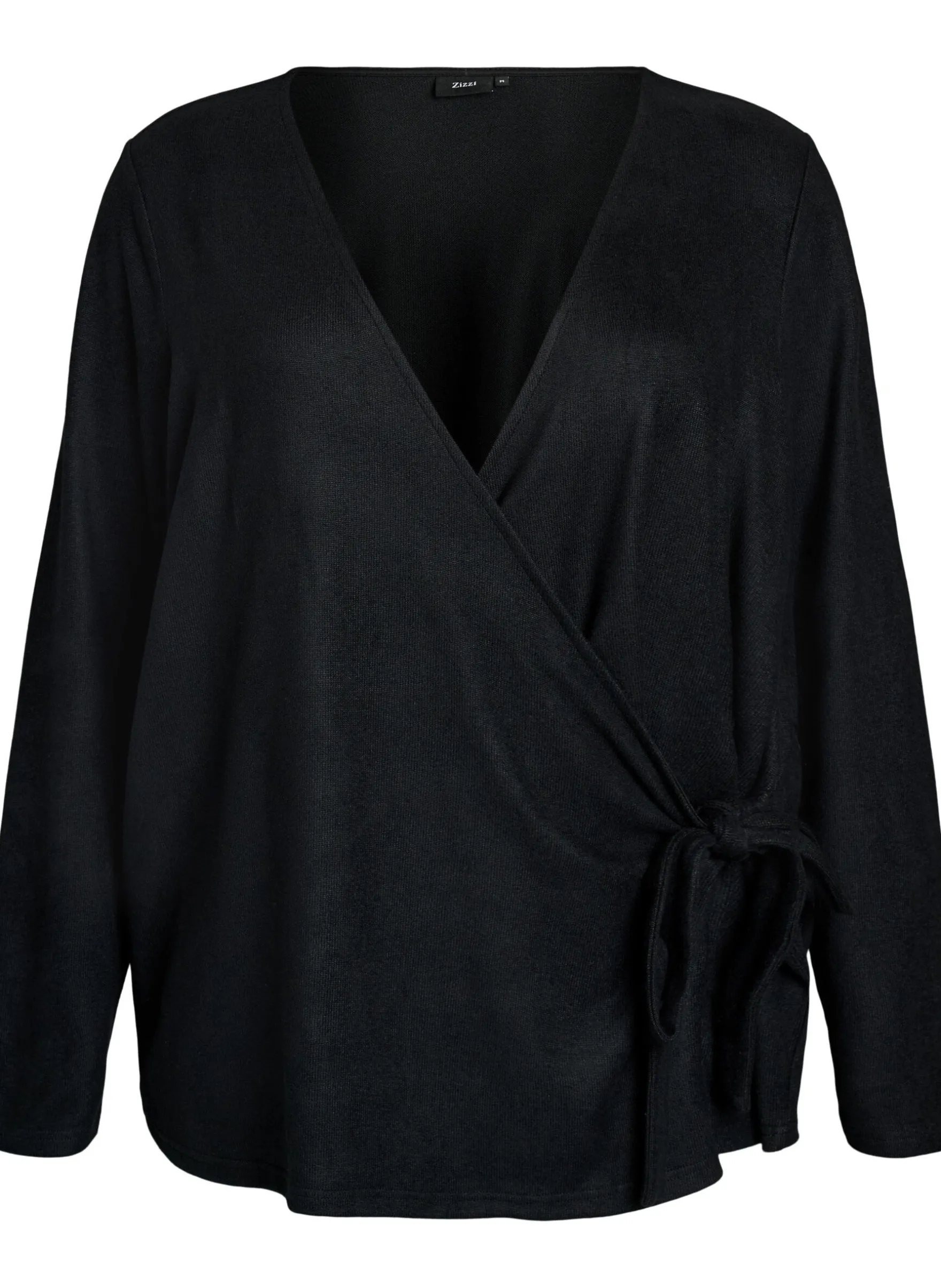 Wickelbluse aus Jersey mit Bindeband