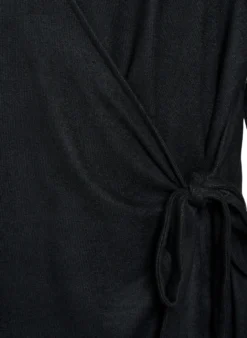 Wickelbluse aus Jersey mit Bindeband