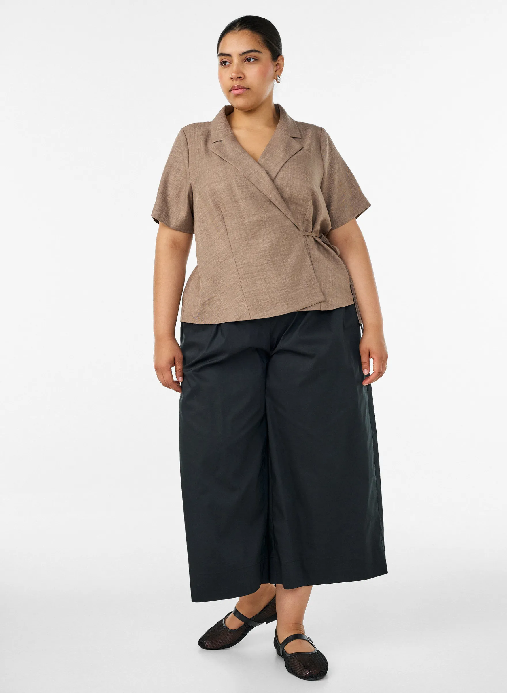 Wickelbluse mit Bindeband