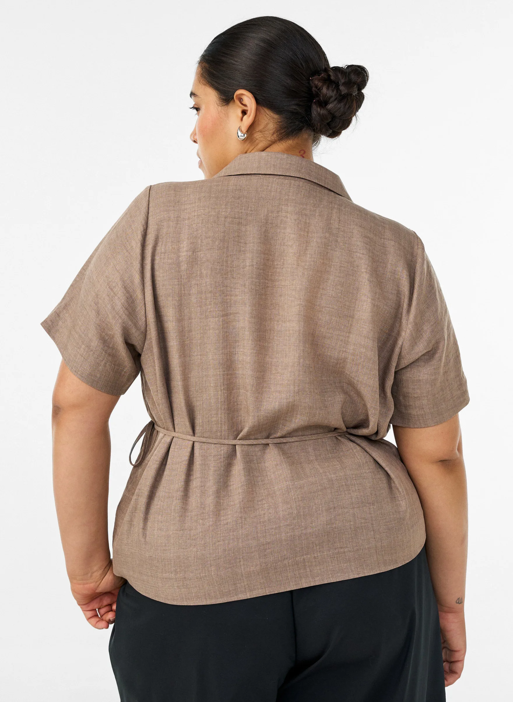 Wickelbluse mit Bindeband