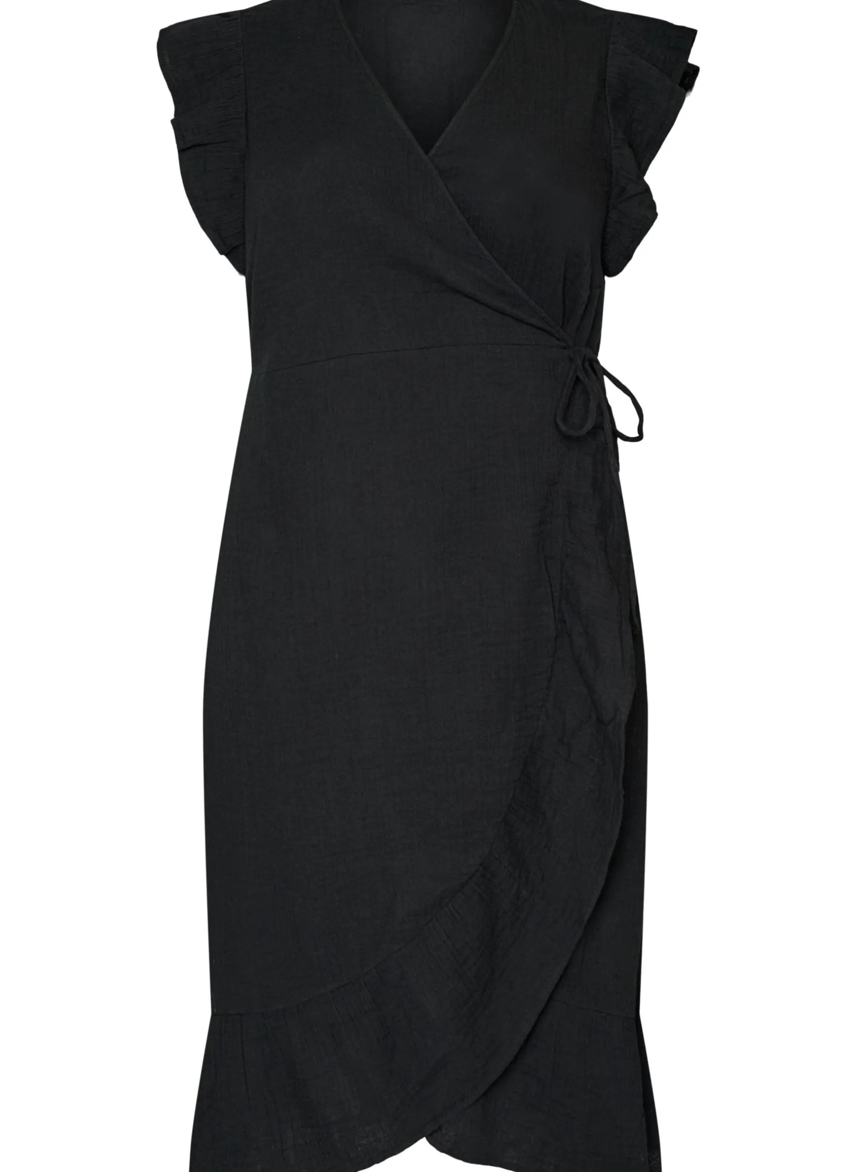 Wickelkleid aus Baumwoll-Musselin mit Rüschen