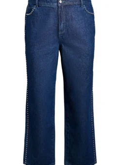 Wide-Leg-Jeans mit Nieten und hoher Taille