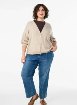 Wollstrickjacke mit Schleifenknöpfen