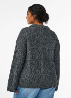 Zopfmuster-Pullover mit Polokragen