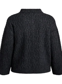 Zopfmuster-Pullover mit Polokragen