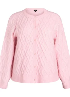 Zopfmuster Strickjacke mit Perlenknöpfen