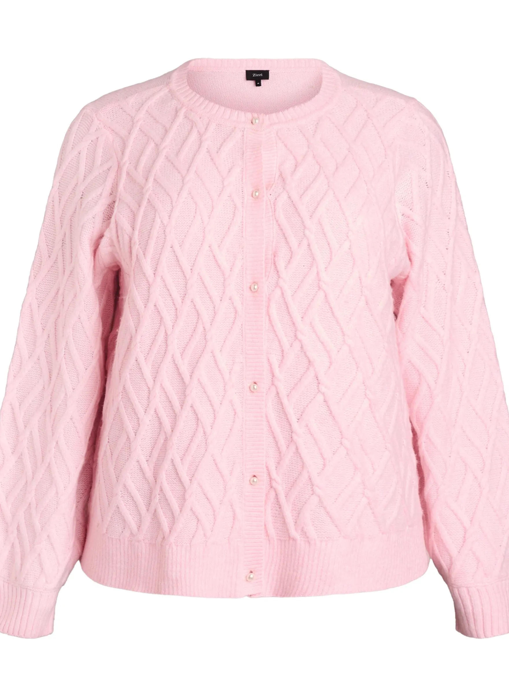 Zopfmuster Strickjacke mit Perlenknöpfen