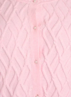 Zopfmuster Strickjacke mit Perlenknöpfen